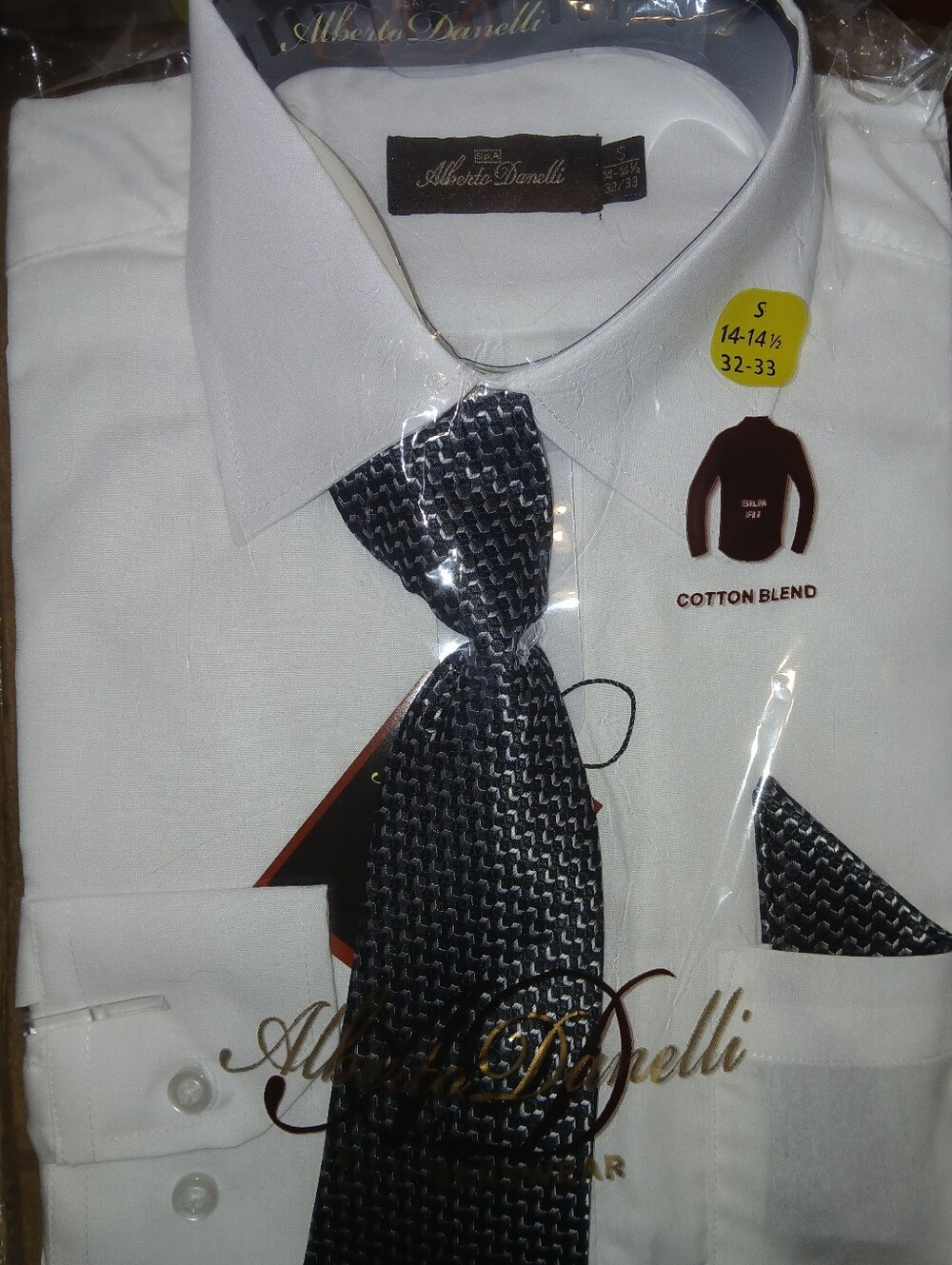 Men’s White Cotton Blend Dress Shirt - White